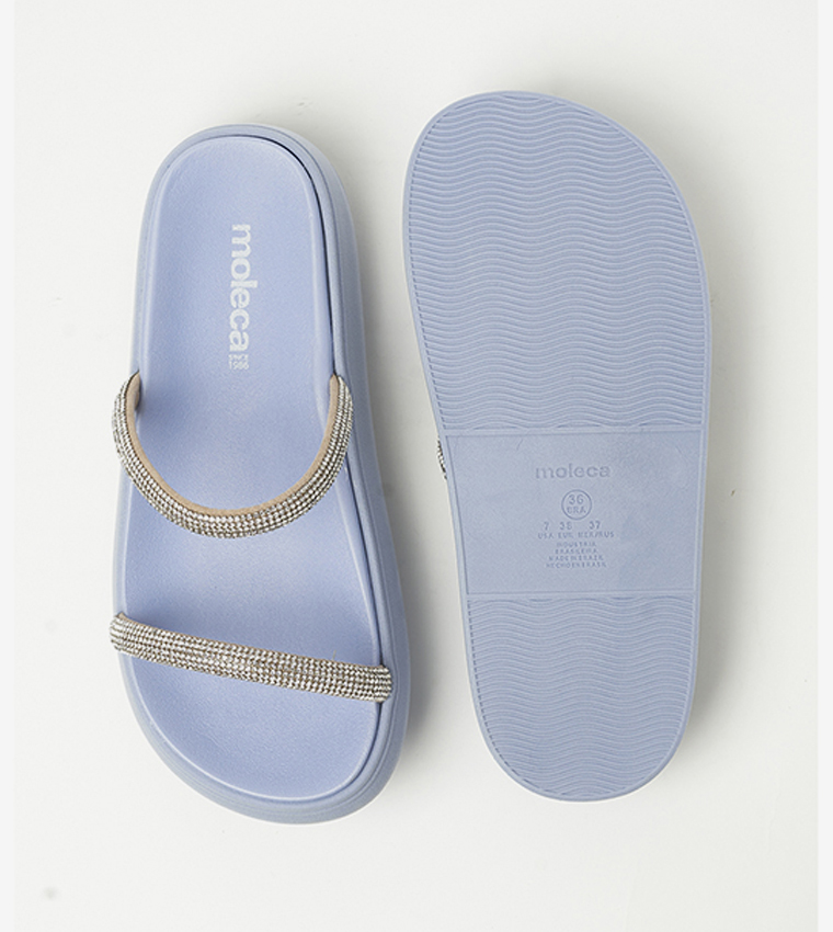 SOFIA Embellished Double Strap Flat Sandals