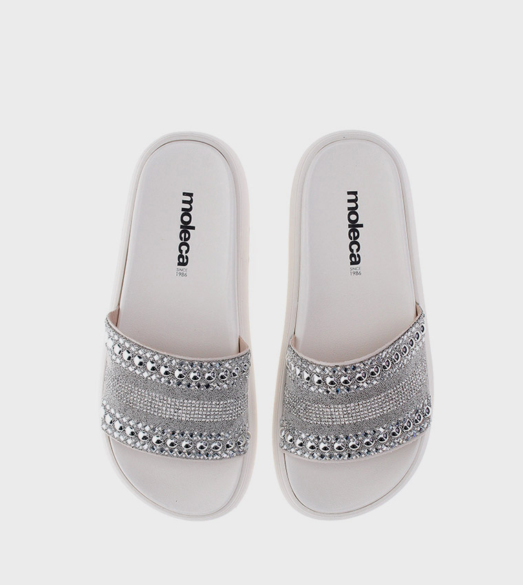 Embellished Open Toe Comfort Sandals