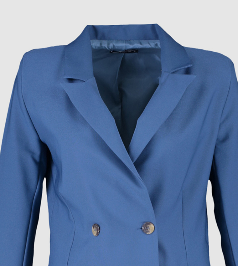 Double Take Lapel Collar Button Pocket Blazer