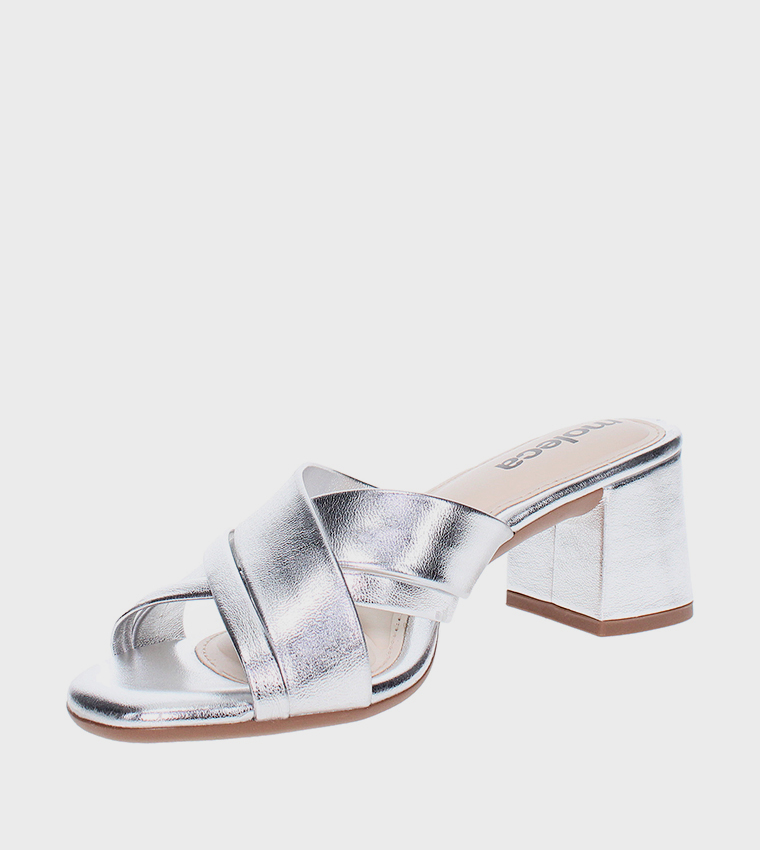 HECTOR Criss-Cross Strap Block Heel Sandals