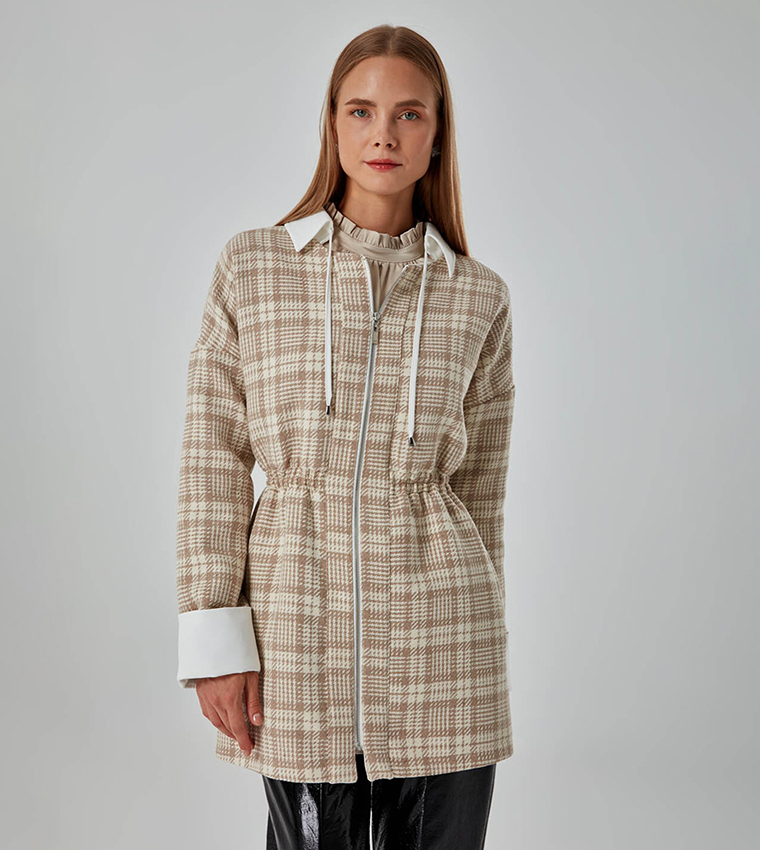 Beige hotsell check jacket