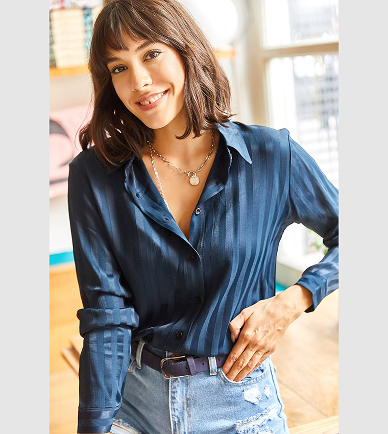 Jacquard Satin Viscose Woven Shirt