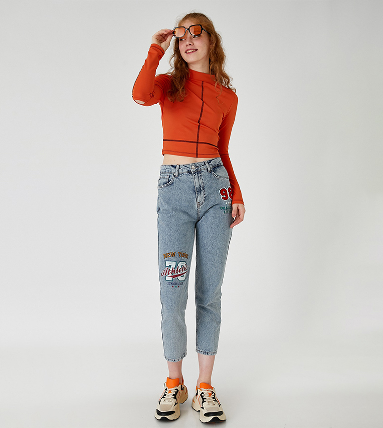 High Waist Slim Fit Mom Jeans