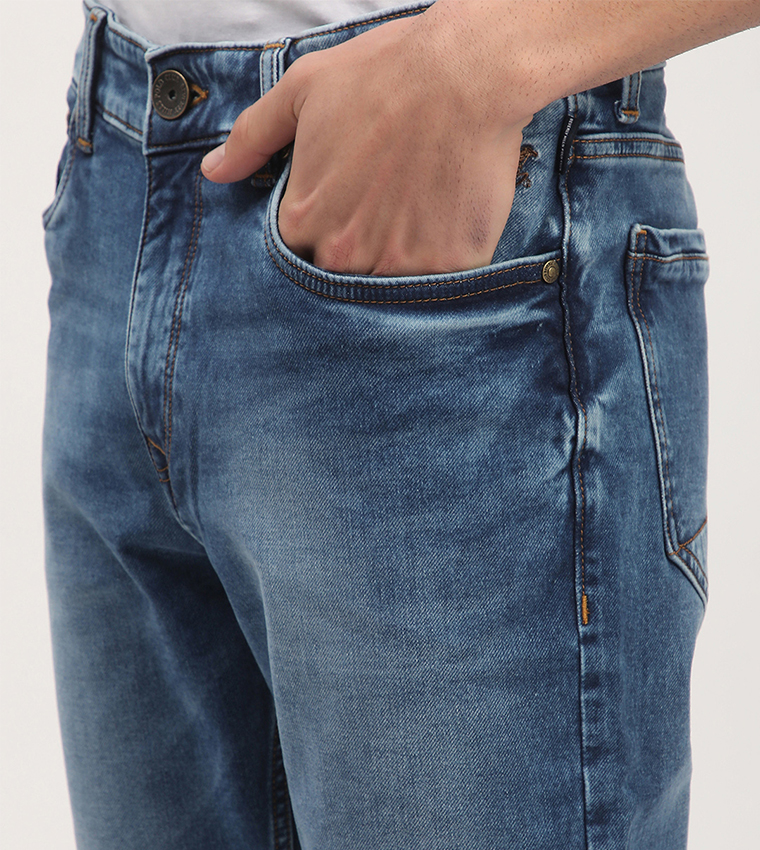 Faded Mid Rise Slim Fit Jeans