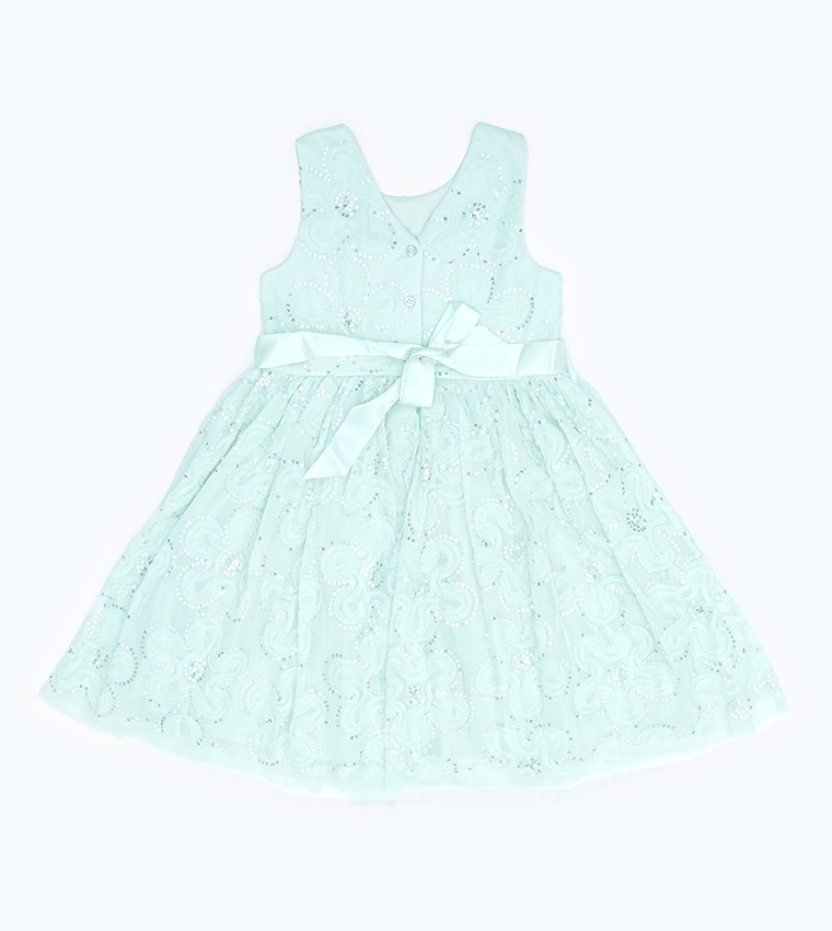 Buy R&B Kids Embroidered Fit And Flare Dress In Green 6thStreet UAE