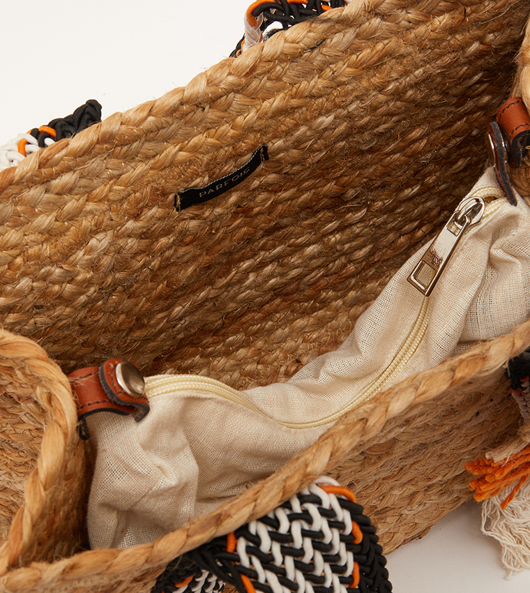 Buy Parfois Bow Detail Straw Tote Bag In Brown 6thStreet UAE