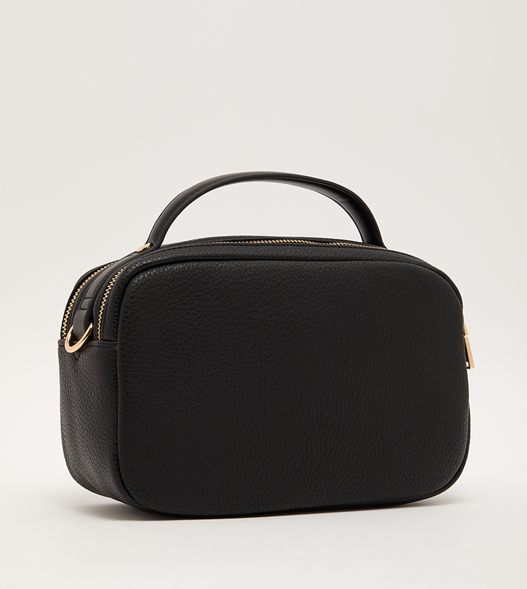 Buy Parfois Textured Zip Closure Crossbody Bag In Black