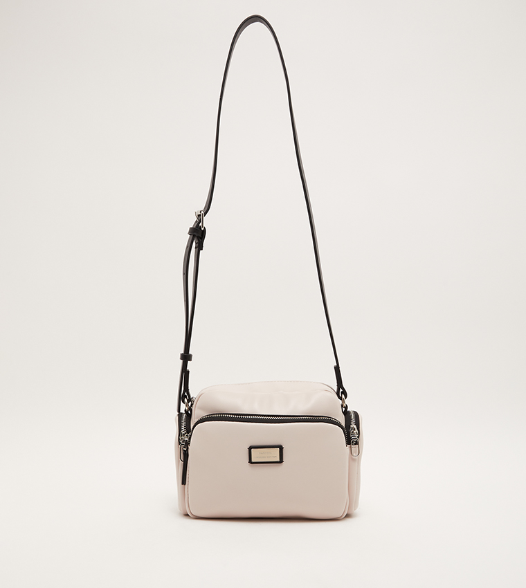 Buy Parfois Logo Detail Zip Closure Crossbody Bag In Ecru 6thStreet UAE
