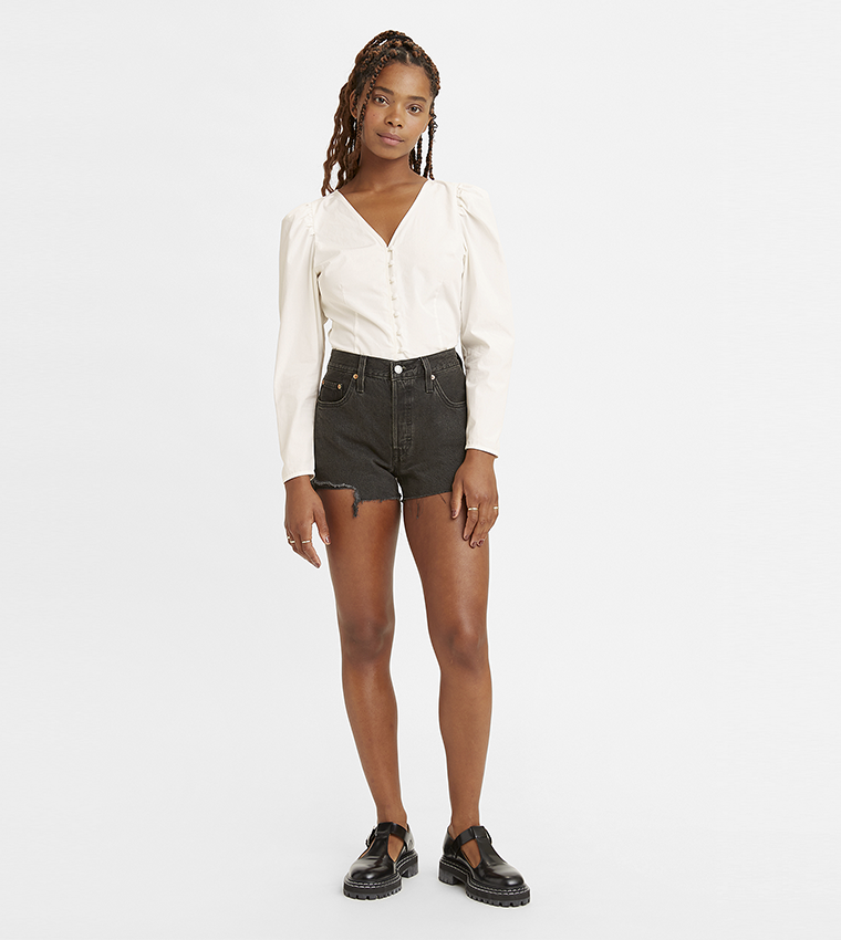 Levis high best sale rise denim shorts