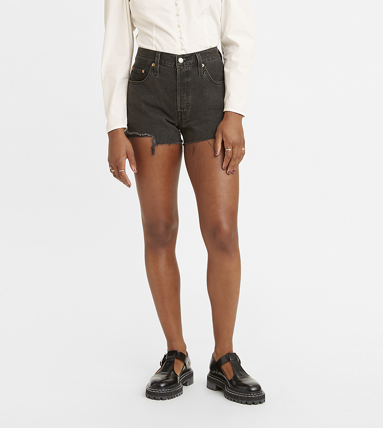 Levi's black best sale high waisted shorts