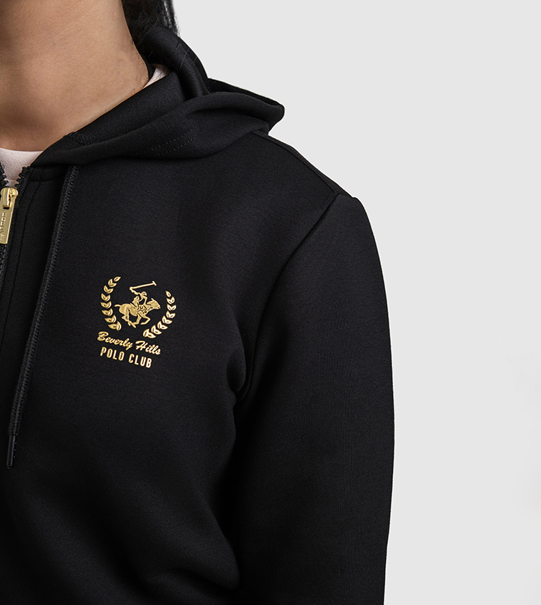 Logo Embroidered Hooded Jacket