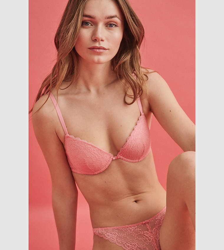 Buy Women'secret Lace Detail Padded Bra In Pink