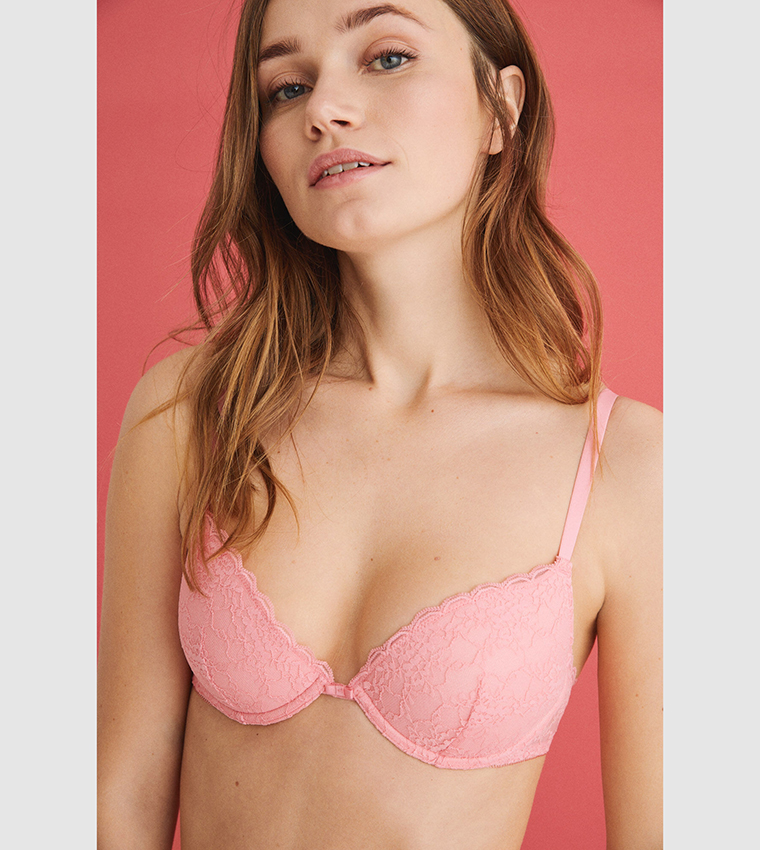 Buy Women'secret Lace Detail Padded Bra In Pink