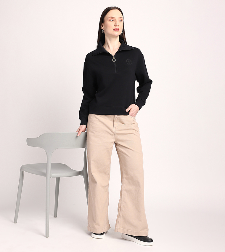 سويتشيرت نصف سحاب كم طويل