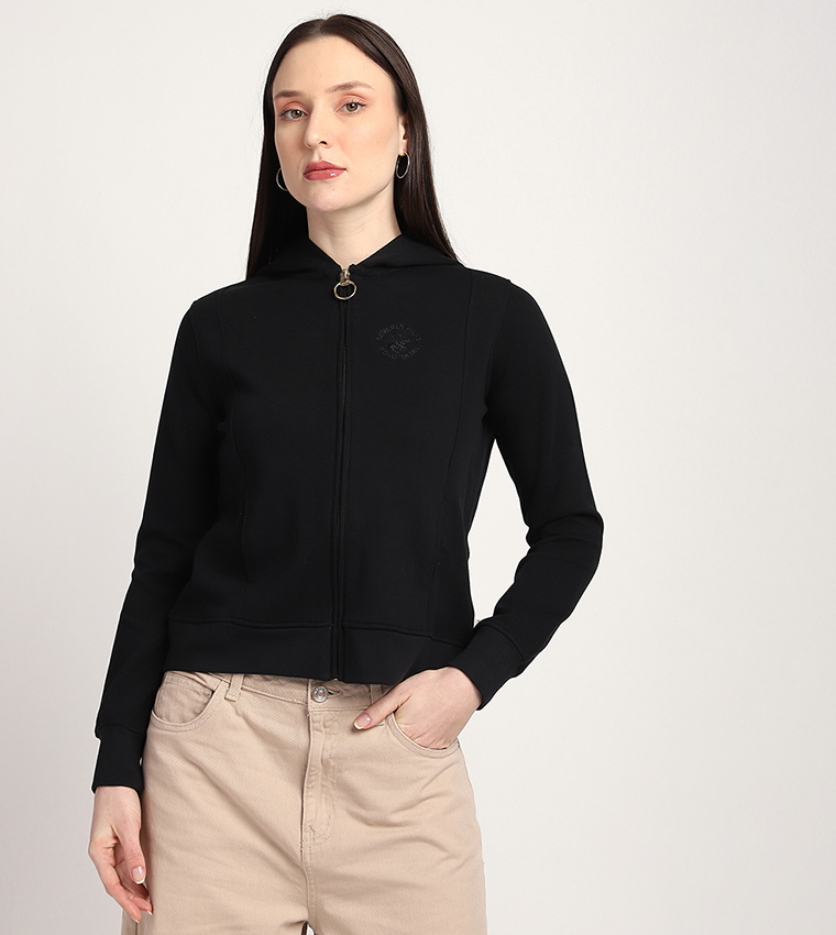 Logo Embroidered Long Sleeves Bomber Jacket