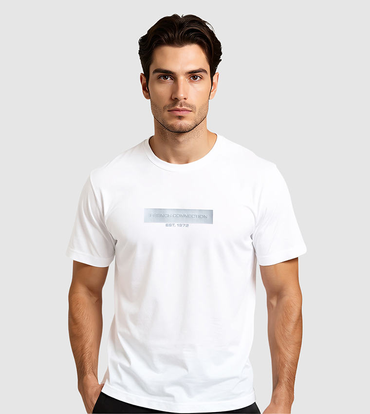 Logo Printed Short Sleeves Stretch T-Shirt