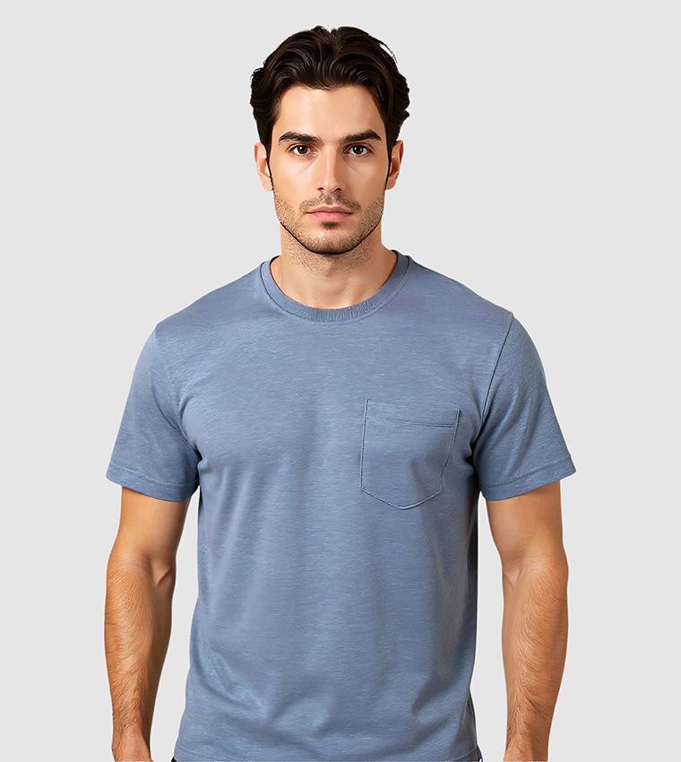 Pocket Detail Short Sleeves Stretch T-Shirt