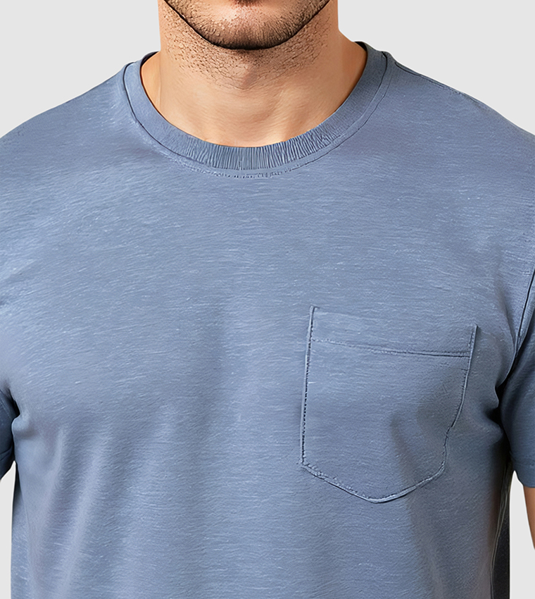 Pocket Detail Short Sleeves Stretch T-Shirt