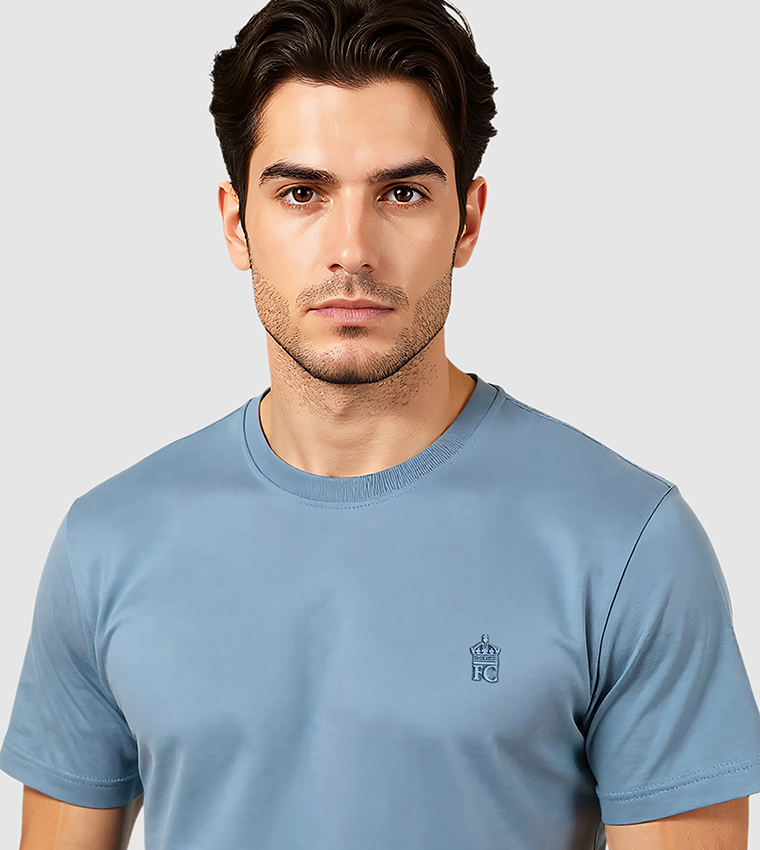 Monogram Detail Short Sleeves Stretch T-Shirt