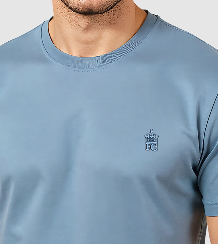 Monogram Detail Short Sleeves Stretch T-Shirt