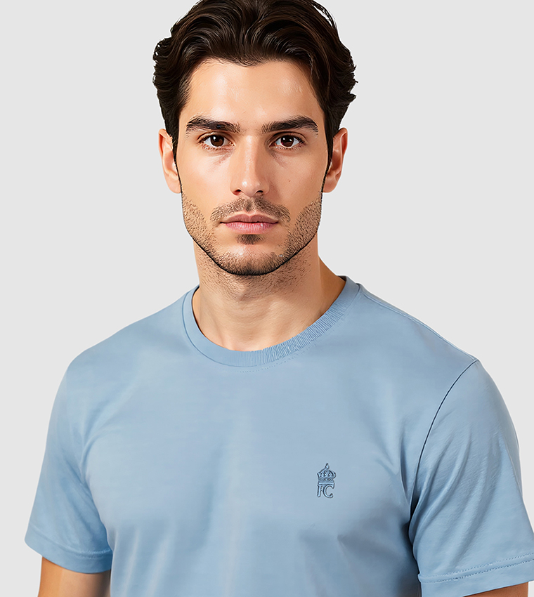 Monogram Detail Short Sleeves Stretch T-Shirt