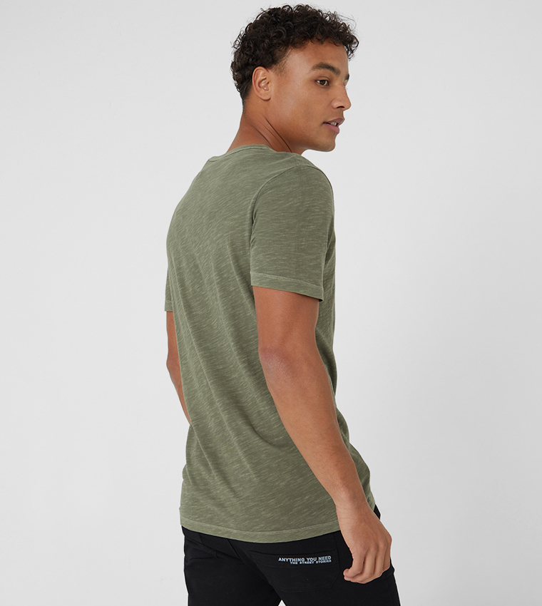Jjesplit Neck SS Plain Tee-Green