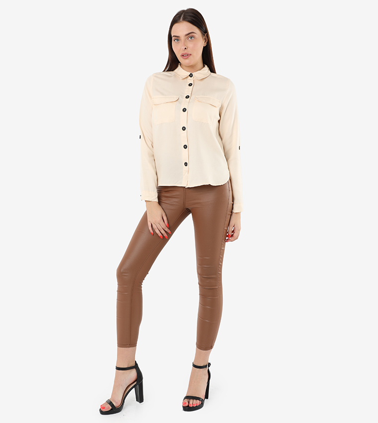 ONLVEGA Long Sleeve Shirt Woven Grey