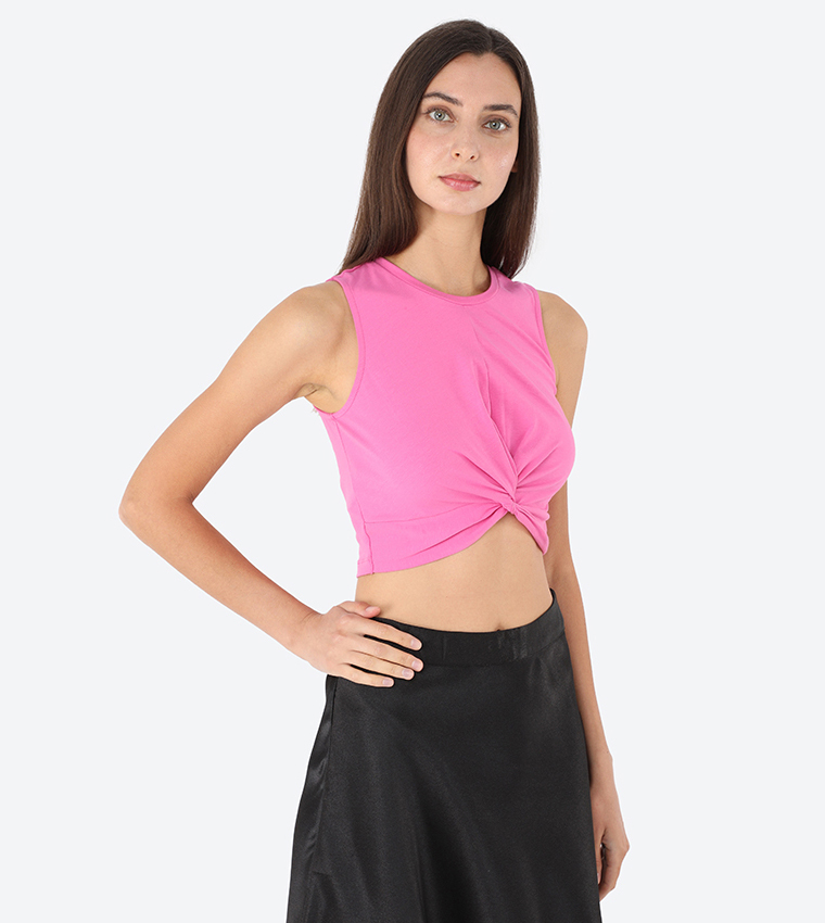 Sleeveless Twisted Detail Top