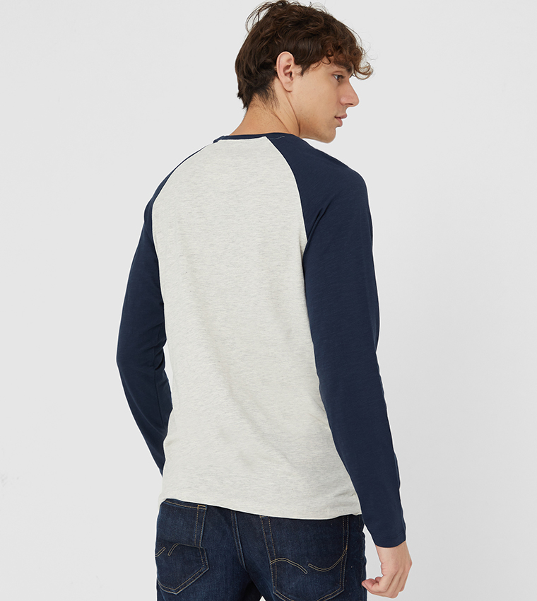 Jjeraglan Logo Tee L/S Plain Tee-Blue