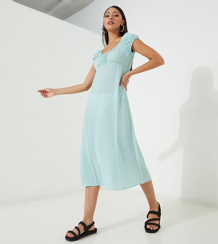 Buy Only Solid A Line Maxi Dress In Blue 6thStreet UAE