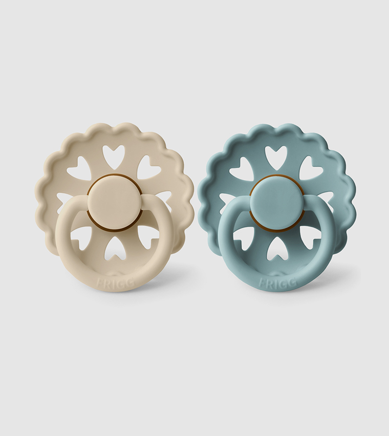 Fairytale Latex Baby Pacifier 6-18M 2-Pack Cream/Stone Blue - Size 2