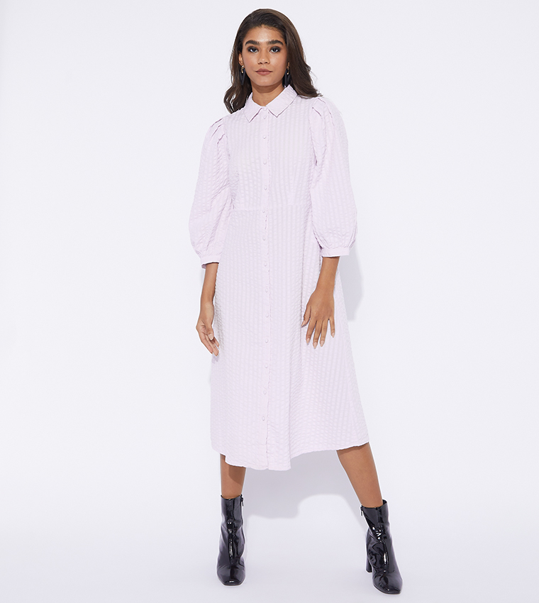 Calf length clearance shirt dress