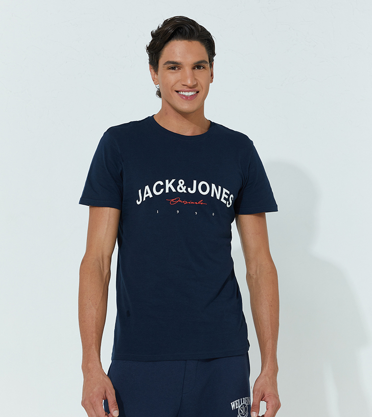 T-shirts Homme  JACK&JONES BLOCS DE COULEUR LOGO T-SHIRT Navy