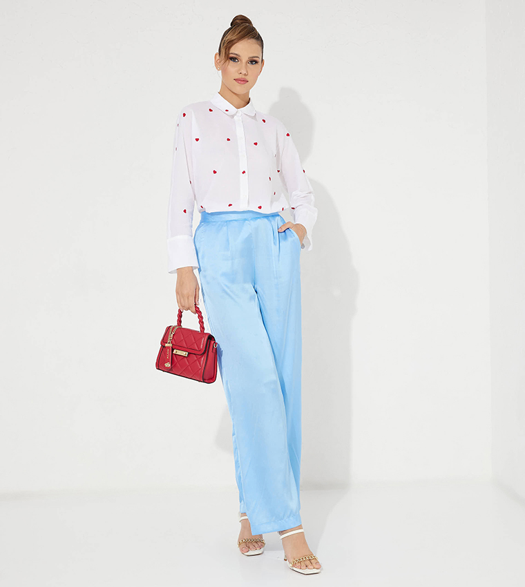 LIGHT BLUE VISCOSE PANTS