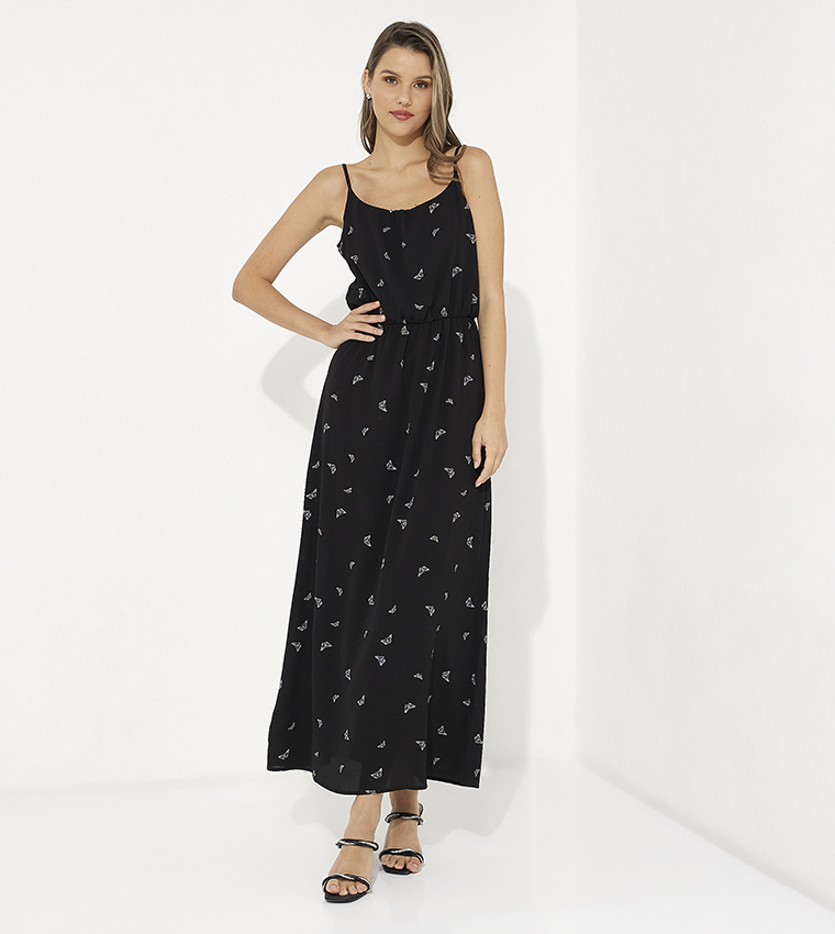 Black spaghetti outlet strap maxi dress