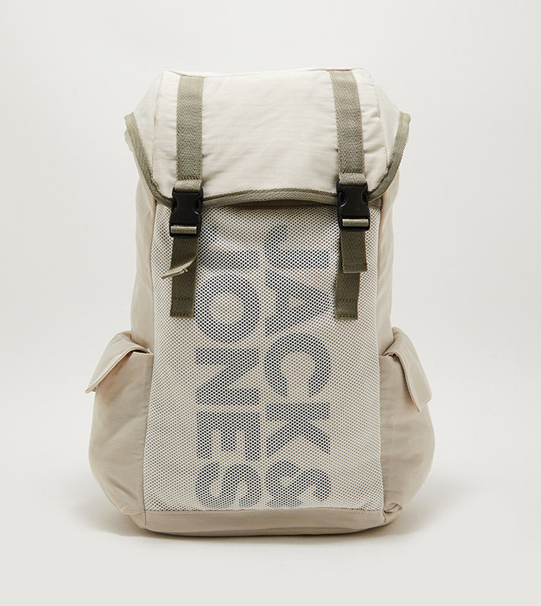 Logo Printed Mesh Backpack