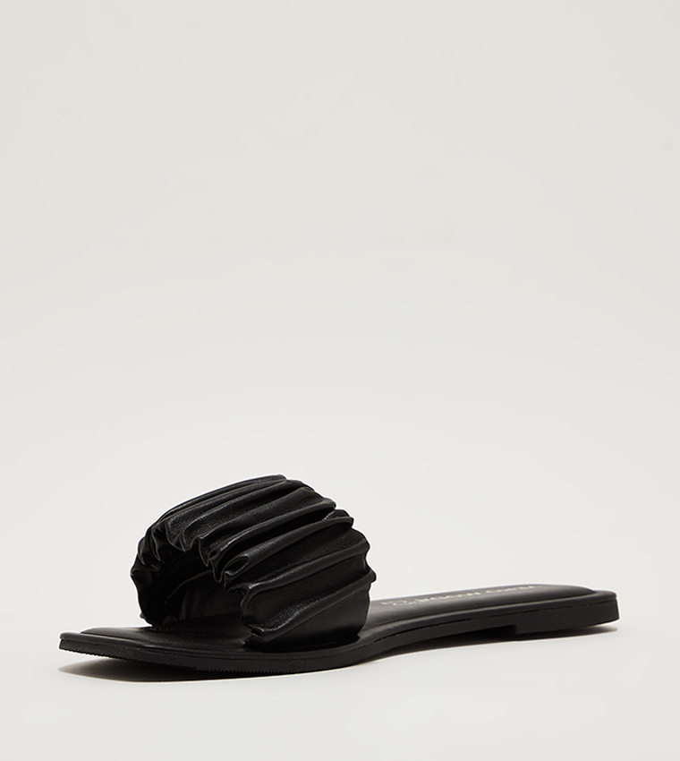 Leather slides best sale