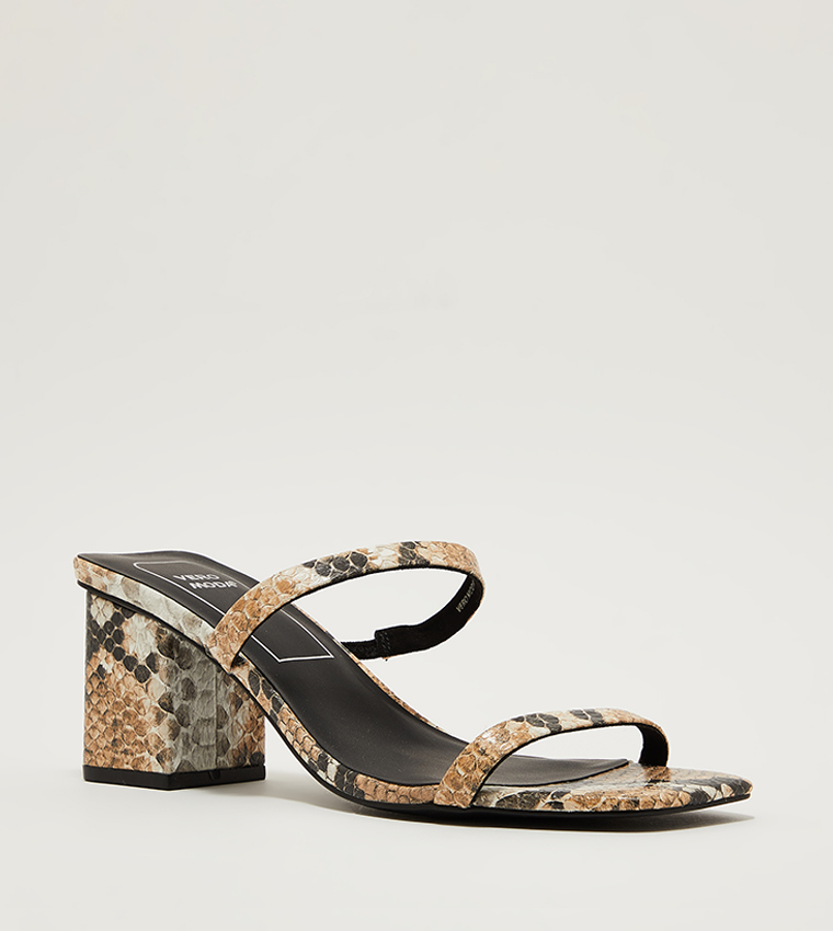 Block heel hotsell snakeskin sandals