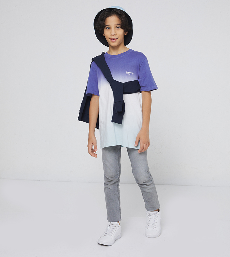 Ombre Printed Crew Neck T-Shirt