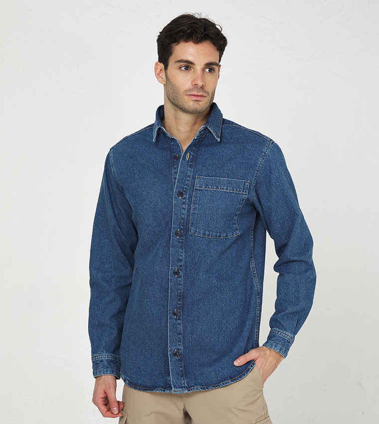 Jack & Jones long sleeve denim shirt in dark blue | ASOS-tiepthilienket.edu.vn