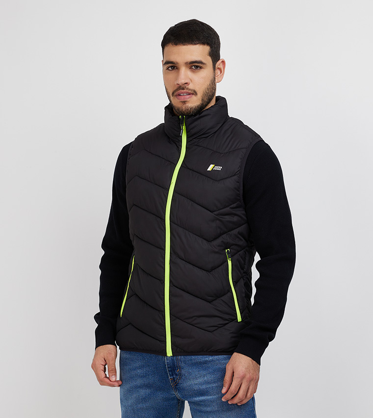 Quilted Zipper Sleeveless Jacket