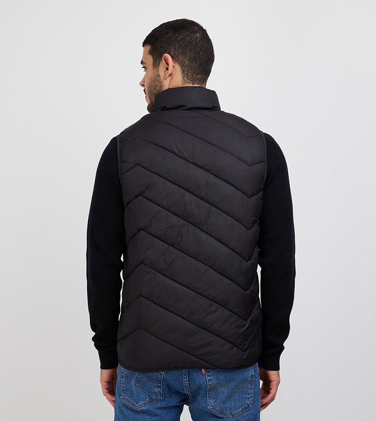 Quilted Zipper Sleeveless Jacket
