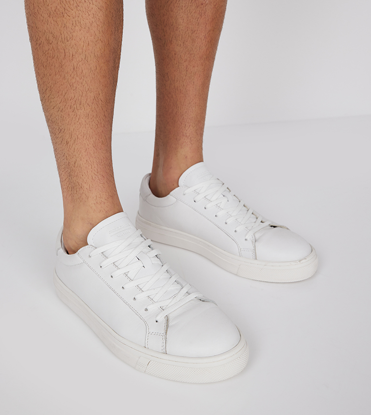 Leather Lace-Up Low Top Sneakers