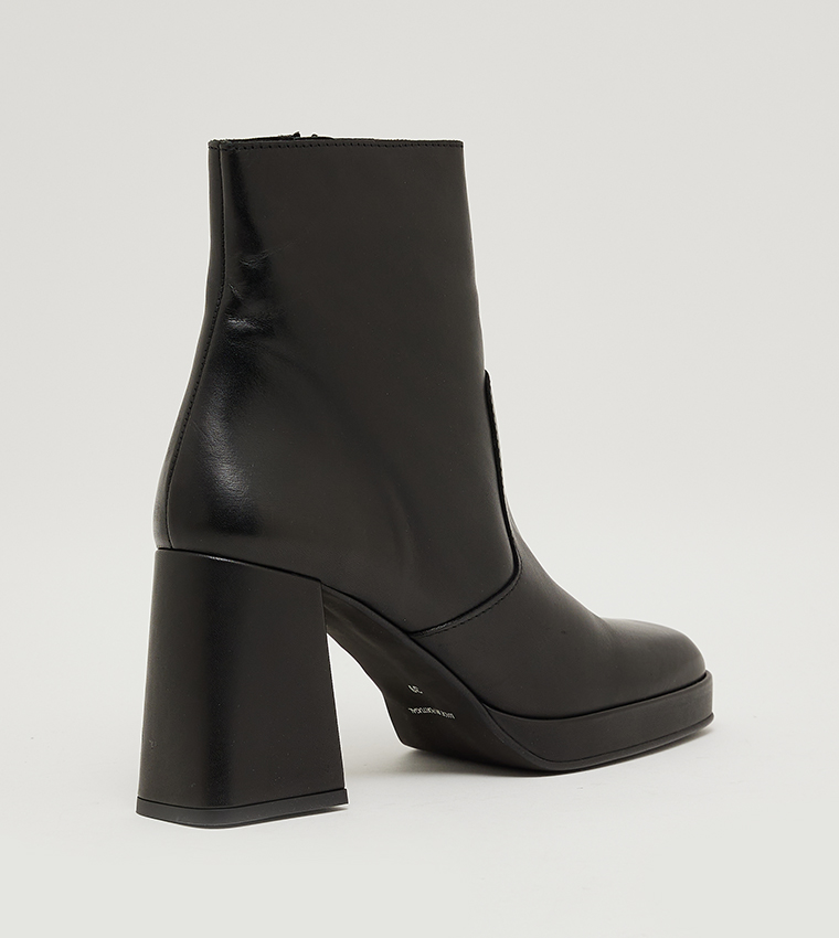 Zippered Block Heel Mid-Top Boots