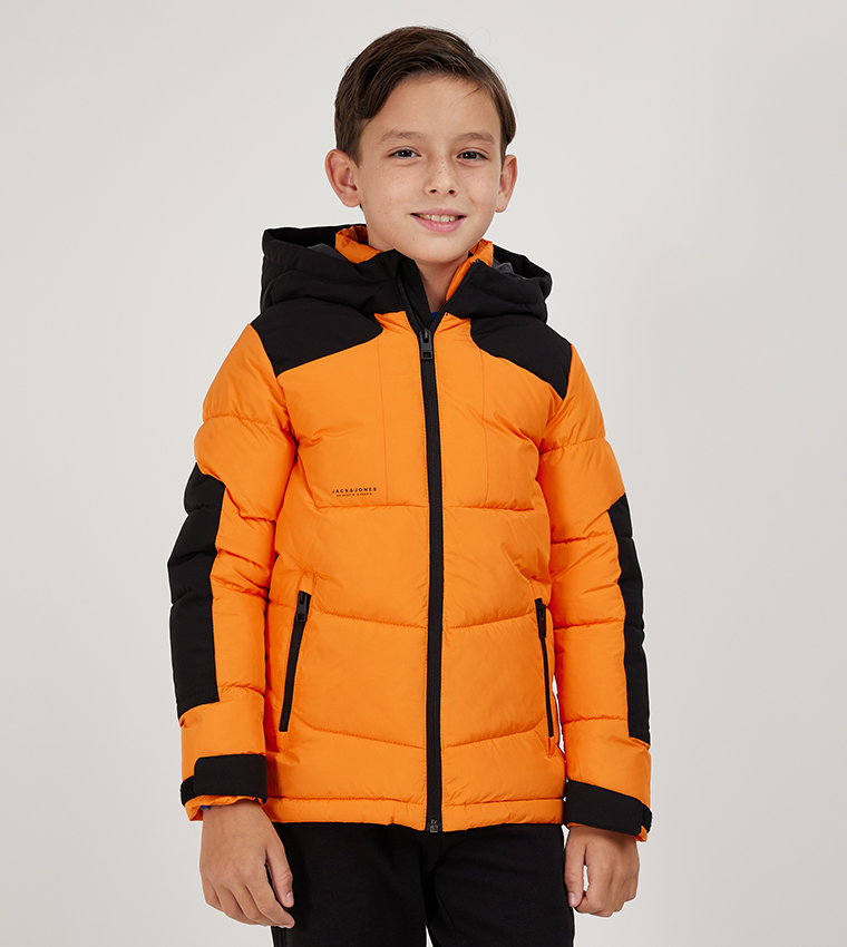 Color Block Hooded Puffer Jacket