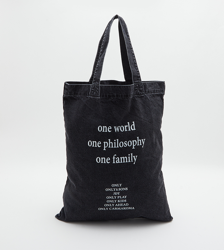 Printed Denim Tote Bag