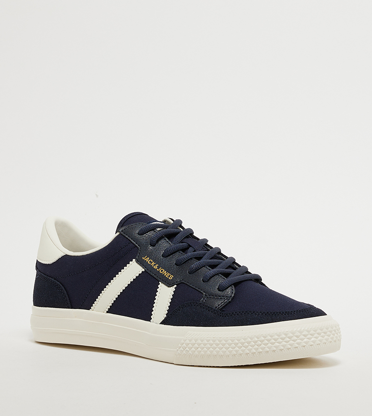 Buy Jack & Jones Contrast Trim Canvas Sneakers In Navy | 6thStreet UAE