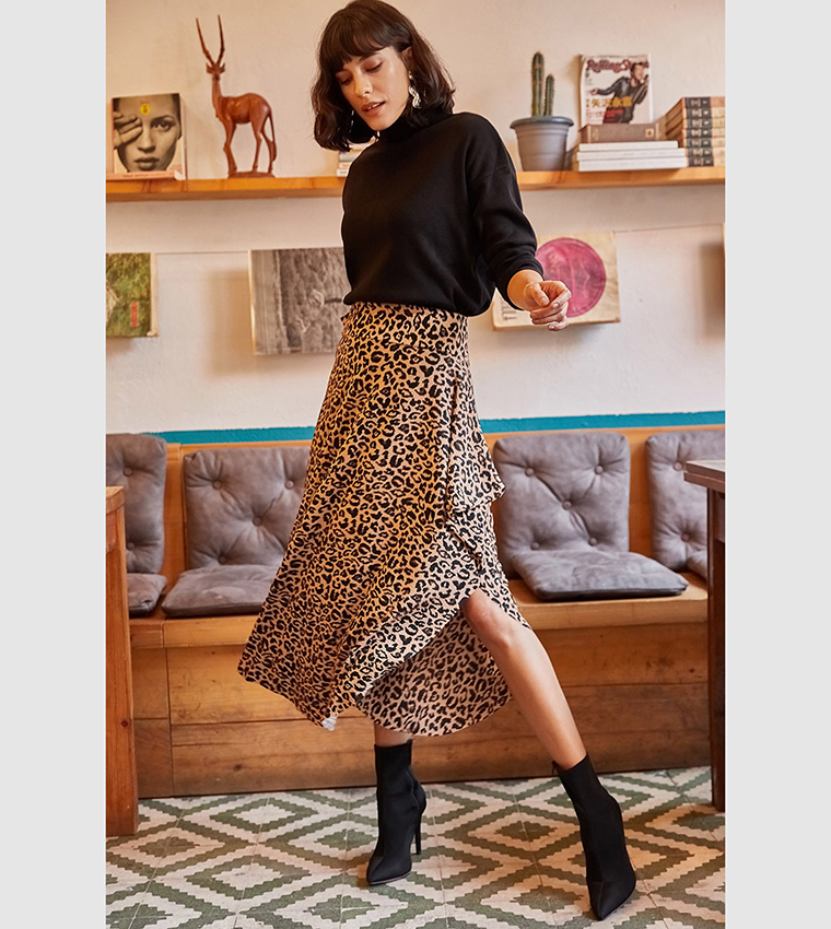 Asymmetrical leopard skirt best sale