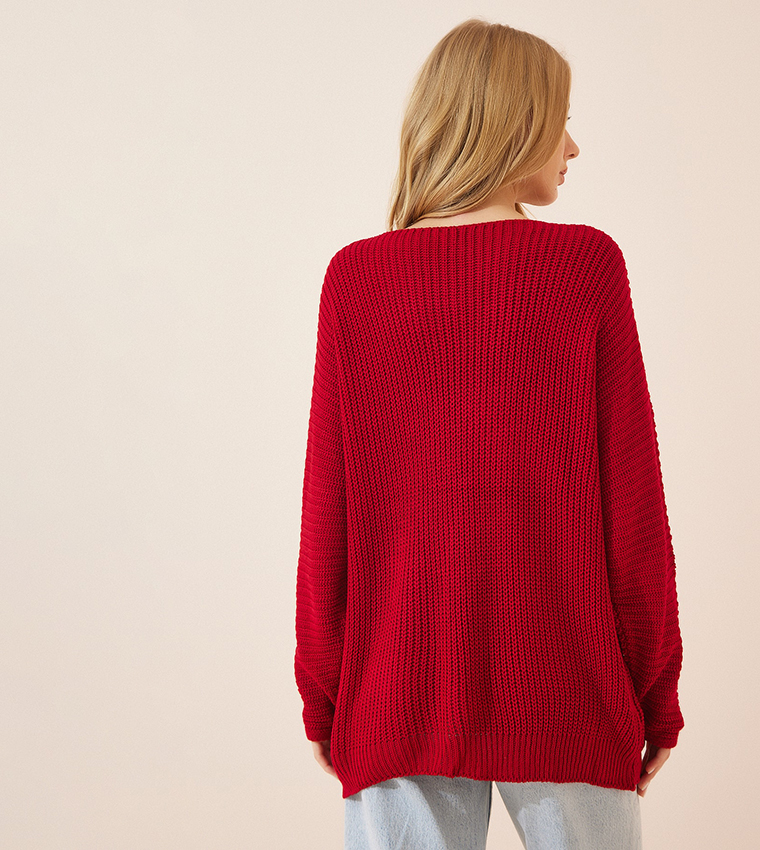 Buy Happiness İstanbul Knitted Round Neck Sweater In Red | 6thStreet Qatar