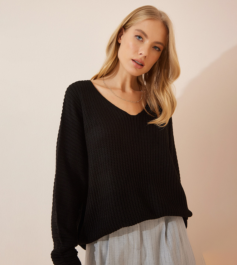 Oversized black knit clearance sweater